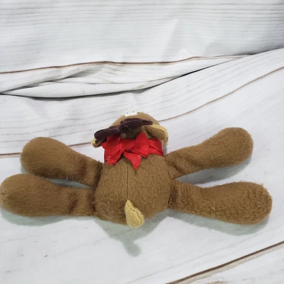 🌞SOLD🌞 Hallmark Rodney Reindeer Mini Plush Toy Red Bow Felt Body 5 Inch 1979 - Picture 5 of 9